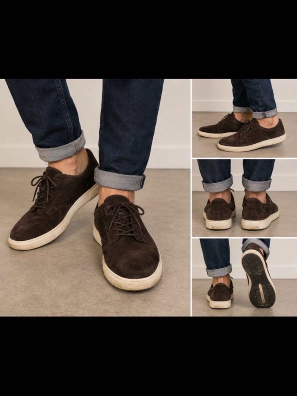 Massimo Dutti Men’s Brown Suede Lace-Up Sneakers EU 43